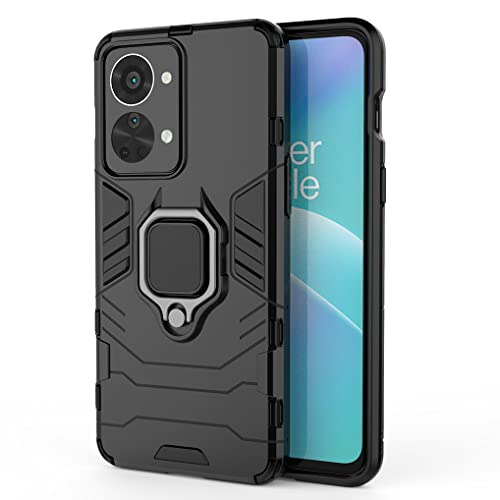 MAOGE Schutzhülle für OnePlus Nord 2T 5G, zweilagig, verstärkt, Stoßschutz, TPU-Silikon, stoßfest, Schutzhülle, mit verbessertem Ständer – Schwarz von Fowok