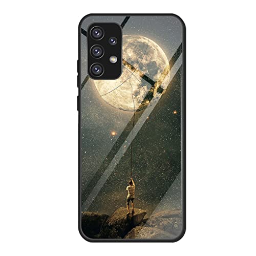 MAOGE Schutzhülle für Samsung Galaxy A52s 5G/Samsung Galaxy A52 (4G/5G), ultradünn, Silikon, TPU, weich, elegant, Motiv bemalt, aus Hartglas, Rückseitenhülle, stoßfest, Fantasie-Stern von MAOGE