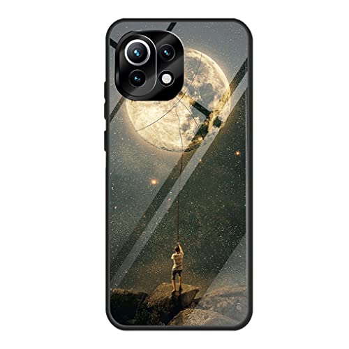 MAOGE Schutzhülle für Xiaomi 11 Lite 5G NE/Xiaomi Mi 11 Lite (4G/5G), ultradünn, Silikon, TPU, weich, Bumper, Elegantes Motiv, bemalt, aus Hartglas, Rückseitenschutz, stoßfest, Fantasie-Stern von MAOGE