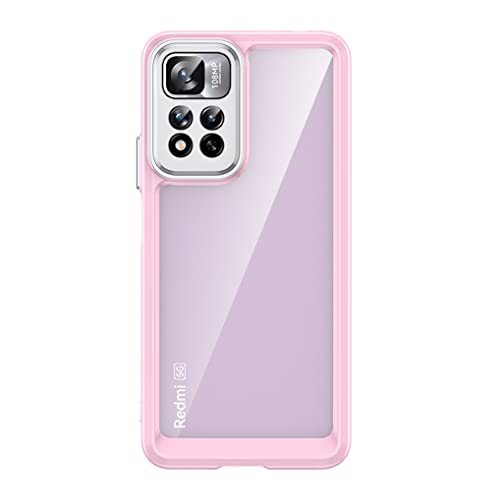 MAOGE Transparent Hülle für Xiaomi Redmi Note 11 Pro+ 5G (Note 11 Pro Plus) Handyhülle, Farbrand Design Ultradünne Weich Silikon TPU Bumper + Hochwertiges PC Stoßfeste Schutzhülle, Rosa von MAOGE