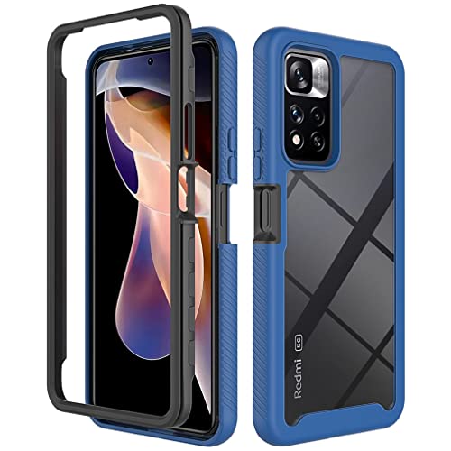MAOGE Transparent Hülle für Xiaomi Redmi Note 11 Pro+ 5G (Note 11 Pro Plus) Handyhülle, Schutzhülle Ganzkörper Hochleistungs [Militärqualität] Stoßfeste Fallschutz-Telefonhülle - Dunkelblau von MAOGE