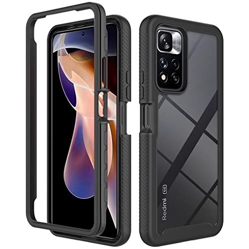 MAOGE Transparent Hülle für Xiaomi Redmi Note 11 Pro+ 5G (Note 11 Pro Plus) Handyhülle, Schutzhülle Ganzkörper Hochleistungs [Militärqualität] Stoßfeste Fallschutz-Telefonhülle - Schwarz von MAOGE