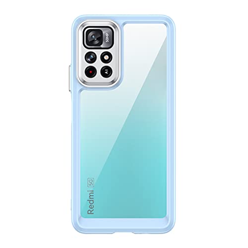 MAOGE Transparent Hülle für Xiaomi Redmi Note 11S 5G/Xiaomi Poco M4 Pro 5G Handyhülle, Farbrand Design Ultradünne Weich Silikon TPU Bumper + Hochwertiges PC Stoßfeste Schutzhülle, Blau von MAOGE