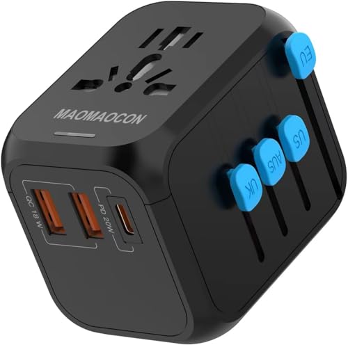 Reiseadapter Weltweit, Universal Reisestecker mit PD20W, 2 USB, 1 USB C und 1AC Steckdose, Internationaler Steckdosenadapter, Universaladapter für Deutschland USA England Thailand Italien Australien Reiseadapter Weltweit, Universal Reisestecker mit PD20W, 2 USB, 1 USB C und 1AC Steckdose, Internationaler Steckdosenadapter, Universaladapter für Deutschland USA England Thailand Italien Australien von MAOMAOCON