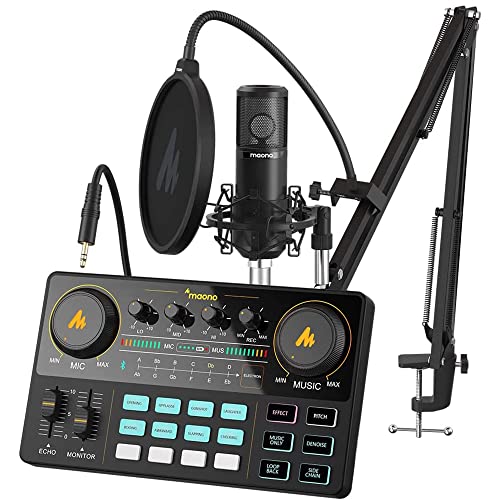 MAONO Maonocaster Lite Portable ALL-IN-ONE Podcast Produktionsstudio mit Mikrofon für Gitarre, Live-Streaming, PC, Aufnahme und Gaming (AU-AM200-S6) von MAONO