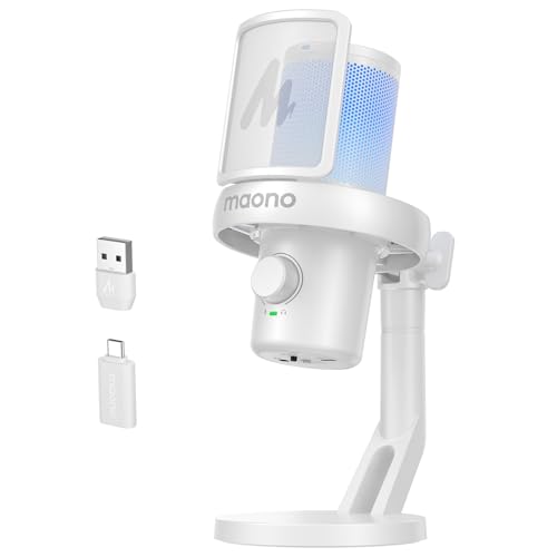 MAONO Mikrofon Kabellos für PC, Gaming Mikrofon mit Software-AI-Stimmänderung, Geräuschunterdrückung, Benutzerdefiniertem EQ, Einstellbaren RGB-Lichtern für Gaming, Podcasting, Streaming, DM40 Weiß MAONO Mikrofon Kabellos für PC, Gaming Mikrofon mit Software-AI-Stimmänderung, Geräuschunterdrückung, Benutzerdefiniertem EQ, Einstellbaren RGB-Lichtern für Gaming, Podcasting, Streaming, DM40 Weiß von MAONO