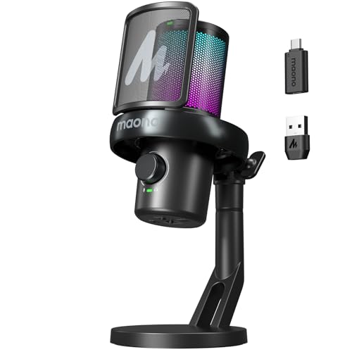 MAONO Mikrofon Kabellos für PC, Gaming Mikrofon mit Software-KI-Stimmänderung, 3-stufiger Rauschunterdrückung, Benutzerdefiniertem RGB-Licht, für Gaming, Podcasting, Streaming, DM40 Pro Schwarz MAONO Mikrofon Kabellos für PC, Gaming Mikrofon mit Software-KI-Stimmänderung, 3-stufiger Rauschunterdrückung, Benutzerdefiniertem RGB-Licht, für Gaming, Podcasting, Streaming, DM40 Pro Schwarz von MAONO