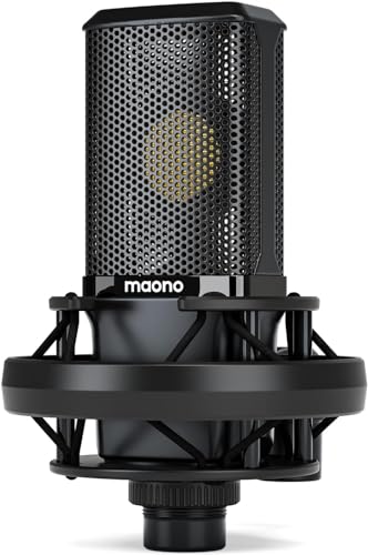 MAONO PM500T XLR-Kondensatormikrofon mit 34mm Großmembran,Premium-Zinklegierung Struktur Studio-Qualität Mikrofon für die Aufnahme, Podcasting, Streaming von MAONO