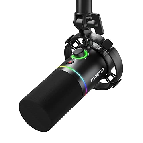 MAONO XLR/USB Podcast Mikrofon, PC Dynamisches Mikrofon für Aufnahme, Streaming, Gaming & Voice-Over, Metallmikrofon mit Software, TIPP-zu-Stummschaltung, Kopfhöreranschluss, Verstärkungsknopf-PD200X von MAONO