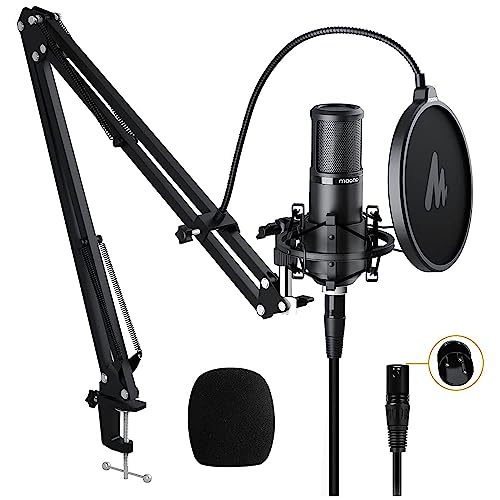 MAONO XLR-Kondensatormikrofon, professionelles Nierenmikrofon für Streaming, Podcasting, Singen, Voice-Over, Vocal, Home-Studio, YouTube, Skype, Twitch (PM320S) von MAONO