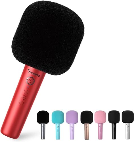 Maono Karaoke Mikrofon Bluetooth, MKP100 Tragbares 3 in 1 Drahtlos Karaoke Mikrofone für Kinder Erwachsener mit 8 Magie Klang/Audio/Recorder für KTV Home Party, für YouTube/Smule(Rot) von MAONO