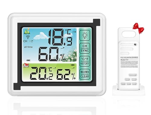 MAOZHBO Wetterstation Funk mit Außensensor Thermometer Hygrometer Digital Weather Station Innen und Außen Raumthermometer Feuchtigkeit von MAOZHBO