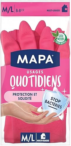 Mapa - 1 Paar Haushaltshandschuhe aus Latex innen Baumwolle – Schutz und Festigkeit – 1 Paar – Größe S/M Mapa - 1 Paar Haushaltshandschuhe aus Latex innen Baumwolle – Schutz und Festigkeit – 1 Paar – Größe S/M von MAPA
