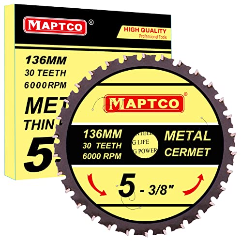 MAPTCO, 136x20 30T Sägeblatt für Stahl, Kreissägeblatt, Metallkreissägeblatt mit Cermet-Spitze, Aufnahme 20mm, für Akku-Kreissäge. MAPTCO, 136x20 30T Sägeblatt für Stahl, Kreissägeblatt, Metallkreissägeblatt mit Cermet-Spitze, Aufnahme 20mm, für Akku-Kreissäge. von MAPTCO