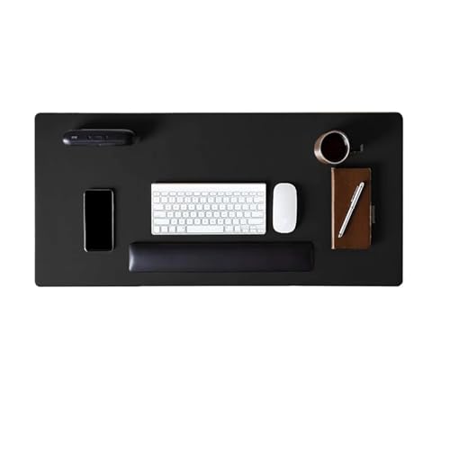 Schreibtischunterlagen Großes Computer-Mauspad, Gaming-Mauspad, wasserdicht, PU-Leder, Mauspad, Gamer-Teppich, PC-Schreibtischmatte, Tastaturpad Zur Dekoration(60x30cm Black) von MAQDDO