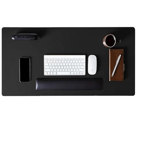 Schreibtischunterlagen Großes Computer-Mauspad, Gaming-Mauspad, wasserdicht, PU-Leder, Mauspad, Gamer-Teppich, PC-Schreibtischmatte, Tastaturpad Zur Dekoration(80x40cm Black) von MAQDDO