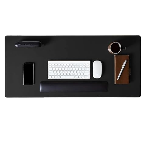 Schreibtischunterlagen Großes Computer-Mauspad, Gaming-Mauspad, wasserdicht, PU-Leder, Mauspad, Gamer-Teppich, PC-Schreibtischmatte, Tastaturpad Zur Dekoration(90x45cm Black) von MAQDDO