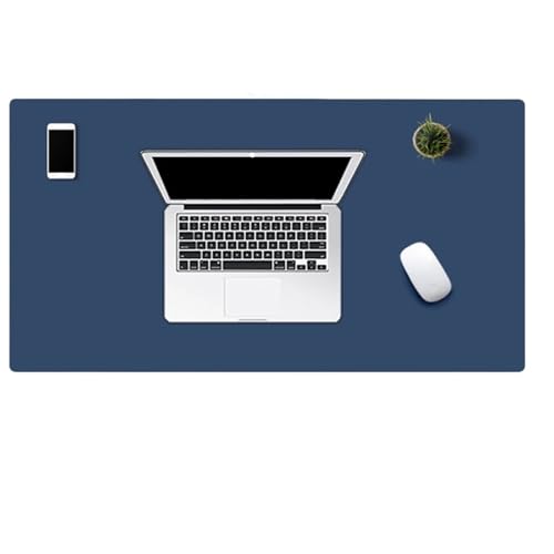 Schreibtischunterlagen Großes Computer-Mauspad, Gaming-Mauspad, wasserdicht, PU-Leder, Mauspad, Gamer-Teppich, PC-Schreibtischmatte, Tastaturpad Zur Dekoration(90x45cm Dark Blue) von MAQDDO