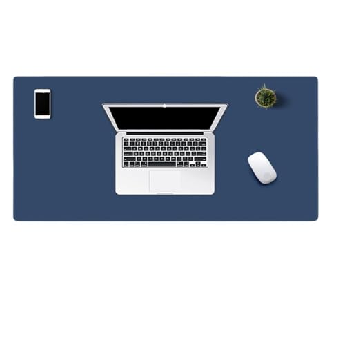 Schreibtischunterlagen Großes Computer-Mauspad, Gaming-Mauspad, wasserdicht, PU-Leder, Mauspad, PC-Schreibtischunterlage, Tastaturpad Zur Dekoration(90x45cm Dark Blue) von MAQDDO