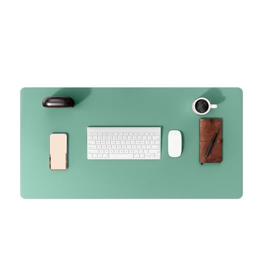 Schreibtischunterlagen Leather Desk Pad Protector Mouse Pad Office Desk Mat Waterproof Non-Slip PU Leather Computer Desk Pad Zur Dekoration(Green,90x43 cm) von MAQDDO