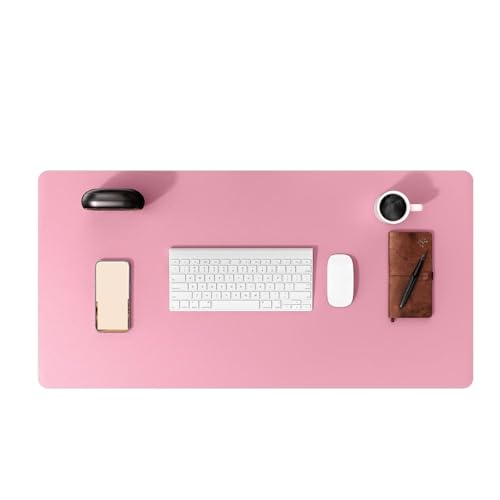 Schreibtischunterlagen Leather Desk Pad Protector Mouse Pad Office Desk Mat Waterproof Non-Slip PU Leather Computer Desk Pad Zur Dekoration(Pink,90x43 cm) von MAQDDO