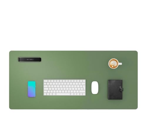 Schreibtischunterlagen Schreibtischunterlage, Schreibtischunterlage fürs Büro, großes Mauspad, wasserdicht, rutschfest, PU-Leder, Schreibtischunterlage for Büro und Zuhause Zur Dekoration(Green,90x43c von MAQDDO