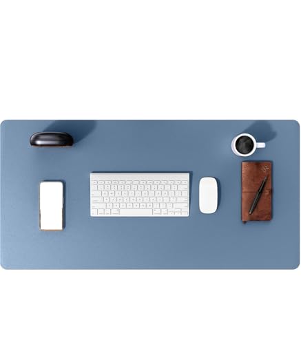 Schreibtischunterlagen Schreibtischunterlage aus Leder, Computerunterlage for den Schreibtisch, großes Mauspad und Tastaturunterlage, Schreibtischschutz fürs Büro Zur Dekoration(Blue,80x40 cm) von MAQDDO