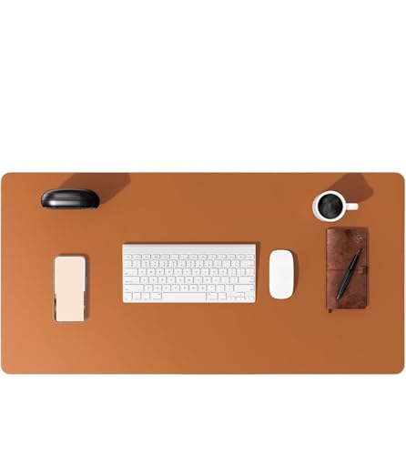 Schreibtischunterlagen Schreibtischunterlage aus Leder, Computerunterlage for den Schreibtisch, großes Mauspad und Tastaturunterlage, Schreibtischschutz fürs Büro Zur Dekoration(Brown,80x40 cm) von MAQDDO