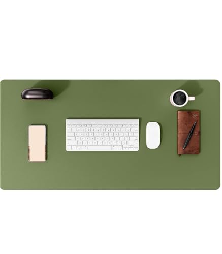 Schreibtischunterlagen Schreibtischunterlage aus Leder, Computerunterlage for den Schreibtisch, großes Mauspad und Tastaturunterlage, Schreibtischschutz fürs Büro Zur Dekoration(Green,60x35 cm) von MAQDDO