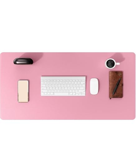 Schreibtischunterlagen Schreibtischunterlage aus Leder, Computerunterlage for den Schreibtisch, großes Mauspad und Tastaturunterlage, Schreibtischschutz fürs Büro Zur Dekoration(Pink,80x40 cm) von MAQDDO