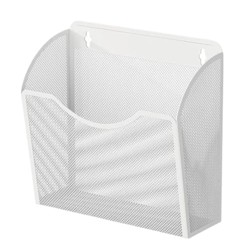Wandmontierte Magazinablage Aktenhalter zur Wandmontage, Netz-Aktentasche, platzsparender Hängemappen-Organizer, Zeitschriftenhalter for Akten, Dokumente, Zeitschriften FüR Lagerung(White,S) von MAQDDO