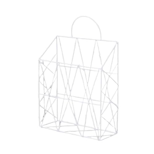 Wandmontierte Magazinablage Eisen-Desktop-Organizer-Rack, Zeitungshalter, Aktenhalter, Bücherregal, Wandmontage/Hand-Zeitschriftenhalter FüR Lagerung(White) von MAQDDO