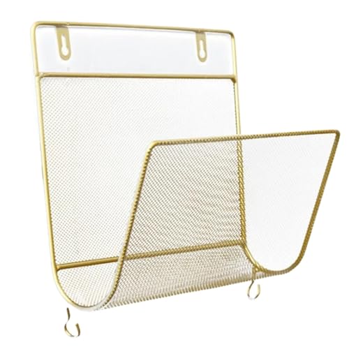Wandmontierte Magazinablage Furniture Iron Art Hanging Wall Storage Bookshelf Minimalist Style Magazine Rack Living Room Books And Newspapers Magazine Racks FüR Lagerung(Golden) von MAQDDO