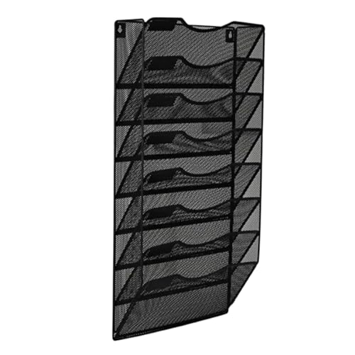 Wandmontierte Magazinablage Metal 8 Pockets Mesh Hanging Wall File Holder Organizer Wall Mounted Paper Magazine Rack FüR Lagerung(Black) von MAQDDO