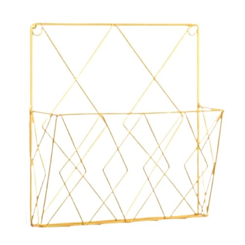 Wandmontierte Magazinablage Metalldraht-Hängemagazin-Aktenhalter-Slot-Desktop-Speicher-Organizer-Rack-Ständer zur Wandmontage FüR Lagerung(Gold) von MAQDDO