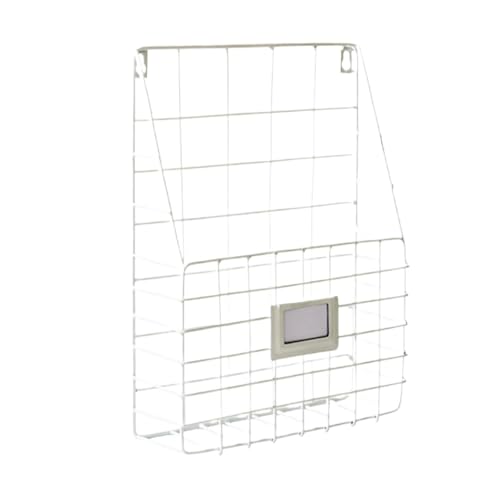 Wandmontierte Magazinablage Post-Drahtkorb, wandmontierter Magazin-Aktenhalter, hängendes Dokument, Foyer-Aufbewahrungsregal FüR Lagerung(White) von MAQDDO