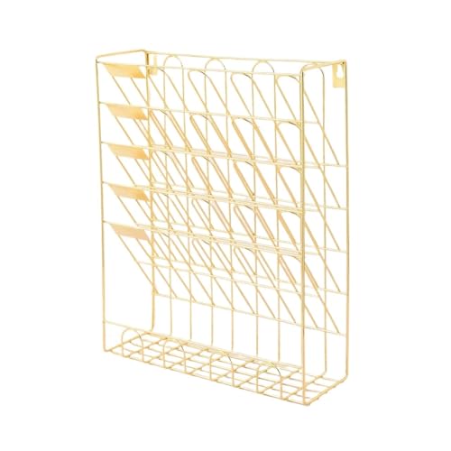 Wandmontierte Magazinablage Wall-mounted Storage Rack Five-story Metal Wall File Holder Newspaper Basket Paper Organizer Magazine Mail Rack Display FüR Lagerung(Gold) von MAQDDO