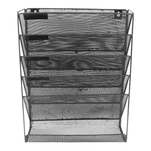Wandmontierte Magazinablage Wand-Magazin-Ordner, Metall-Briefklammern, Aktenständer, Rack-Halterung, Organizer-Halter, Post FüR Lagerung(Black) von MAQDDO