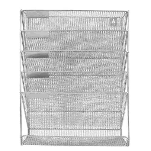 Wandmontierte Magazinablage Wand-Magazin-Ordner, Metall-Briefklammern, Aktenständer, Rack-Halterung, Organizer-Halter, Post FüR Lagerung(Silver) von MAQDDO