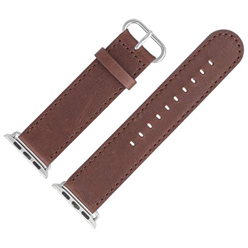 MARBURGER Uhrenarmband Für Apple Watch 38mm Leder Mit Naht Glatt Matt Braun Series 1 2 3 4 von MARBURGER