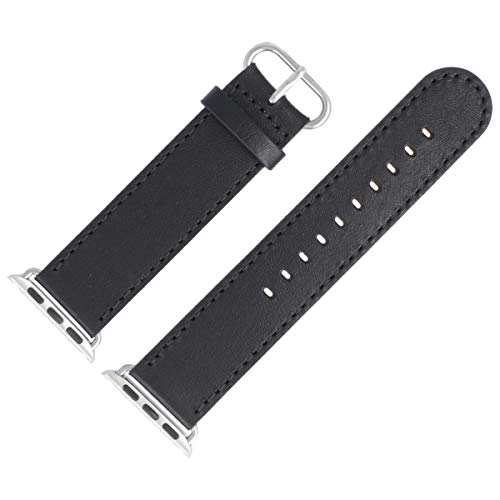 MARBURGER Uhrenarmband Für Apple Watch 38mm Leder Mit Naht Glatt Matt Schwarz Series 1 2 3 4 von MARBURGER