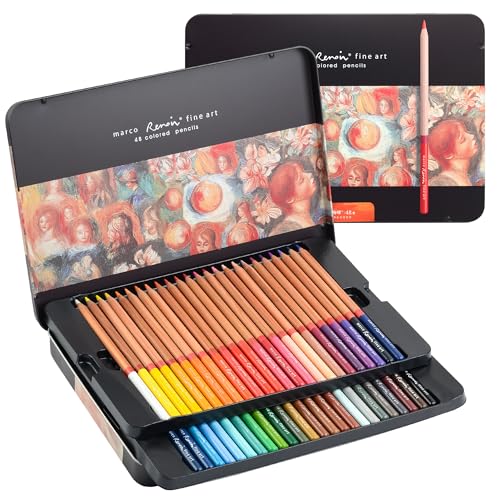 MARCO Buntstifte für Erwachsene zum Ausmalen - dicke Ölkreidemine 48 Farben Holzstifte, Ideal Hohe-End-Buntstifte für Kunstschüler und Profis - 3100 dicke Ölkreidemine buntstift 48 Farben von MARCO