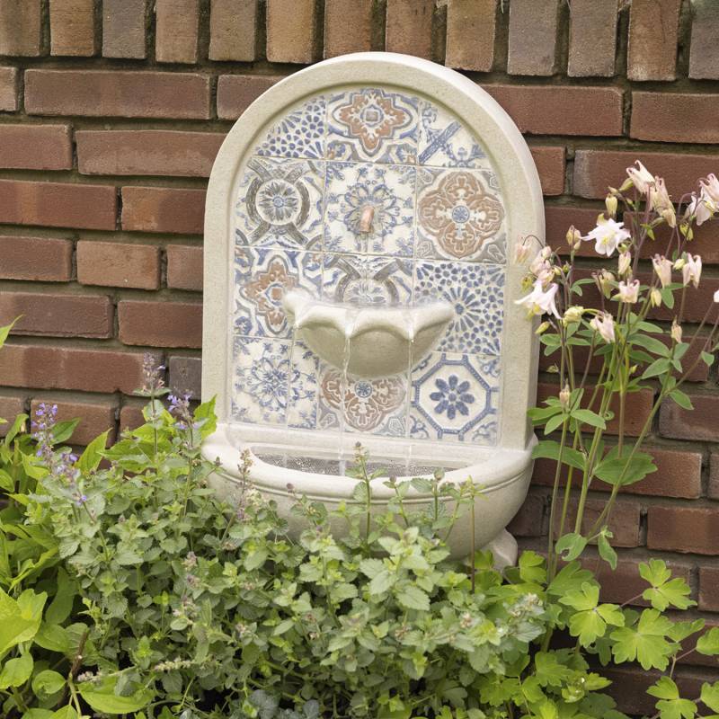Brunnen - Wand- und Standbrunnen - rund - GRC Beton - H: 54cm - Außen - natur von MARELIDA