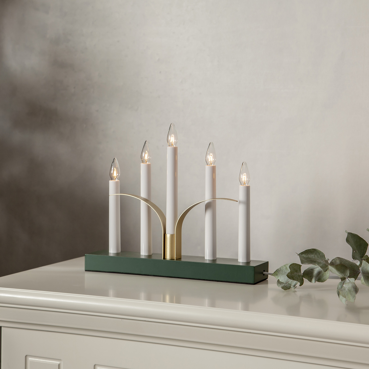 Fensterleuchter LILJA - Stimmungsleuchter mit Verzierung - H: 25cm - warmweiße E10 Glühlampen - grün Fensterleuchter LILJA - Stimmungsleuchter mit Verzierung - H: 25cm - warmweiße E10 Glühlampen - grün von MARELIDA