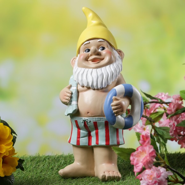Gartenzwerg BERT - Zwerg im Badeanzug - Gartenfigur - Polyresin - H... von MARELIDA