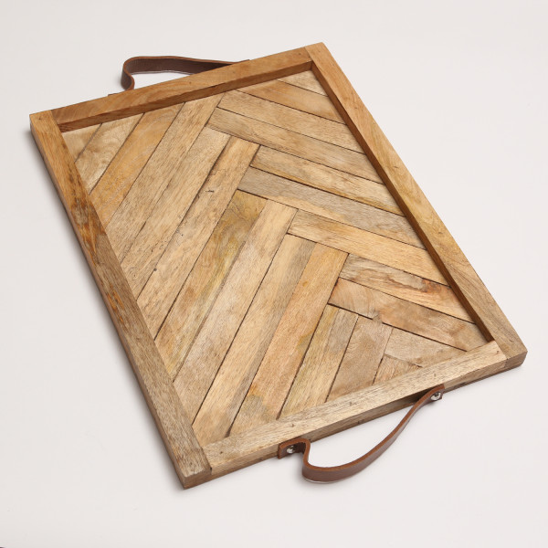 Holztablett - Dekotablett - Kunstledergriffe - rechteckig - Mangoho... Holztablett - Dekotablett - Kunstledergriffe - rechteckig - Mangoho... von MARELIDA