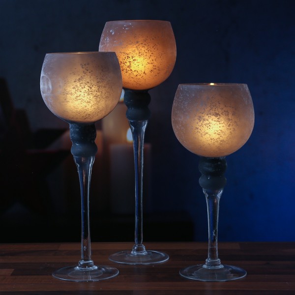 Kerzenhalter Kelch FROST - Windlicht - Glas - 3 Höhen - gefrostet u... von MARELIDA