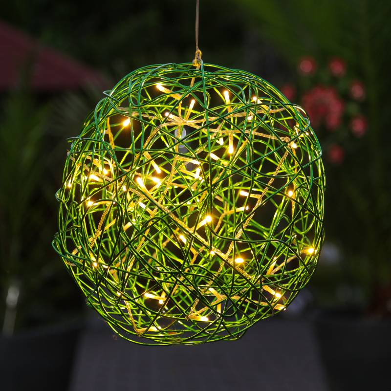 LED 3D Drahtkugel TRASSEL - 50 warmweiße LED - D: 30cm - für Innen und Außen - grün von MARELIDA