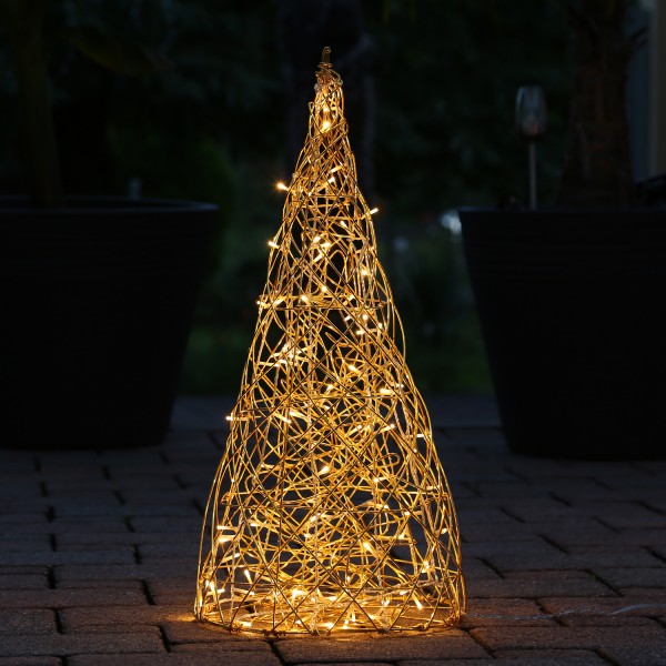 LED 3D Kegel - 70cm Gartenleuchte aus Draht - 100 warmweiße LED - f... von MARELIDA
