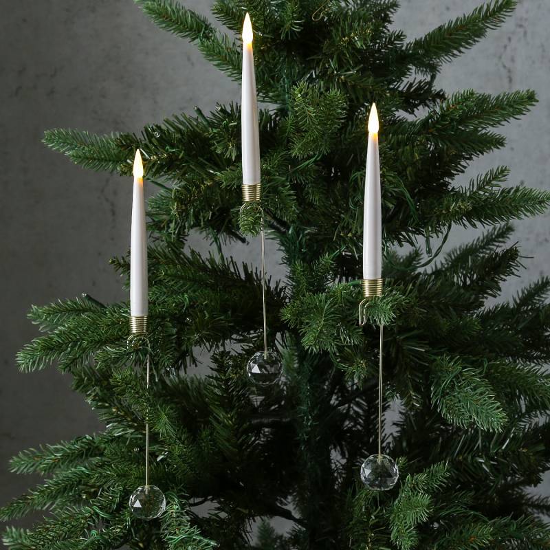 LED Baumkerzen mit goldener Halterung -  kabellos - Fernbedienung - für Innen - 10er Set von MARELIDA
